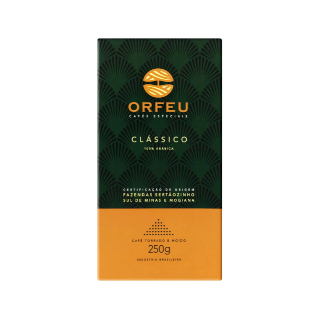 ORFEU Café torréfié et moulu classique 250g - 100% Arábica - Café Arabica brésilien