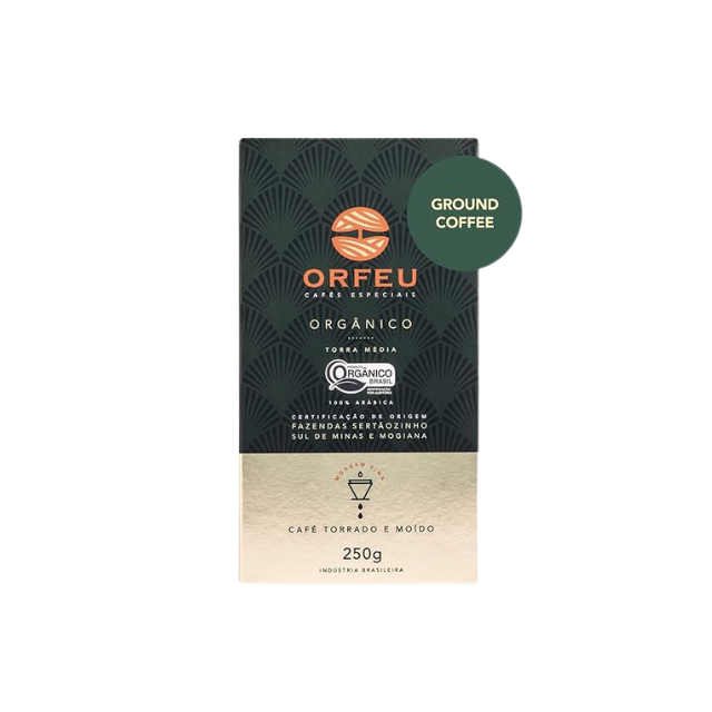 Café molido orgánico Orfeu 250 g (8,8 oz) Café arábico brasileño