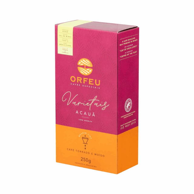 Orfeu Varietais Acauã Roasted and Ground Coffee, Medium-Light Roast, 250g (8.8 oz) - Notes of Clove and Cinnamon