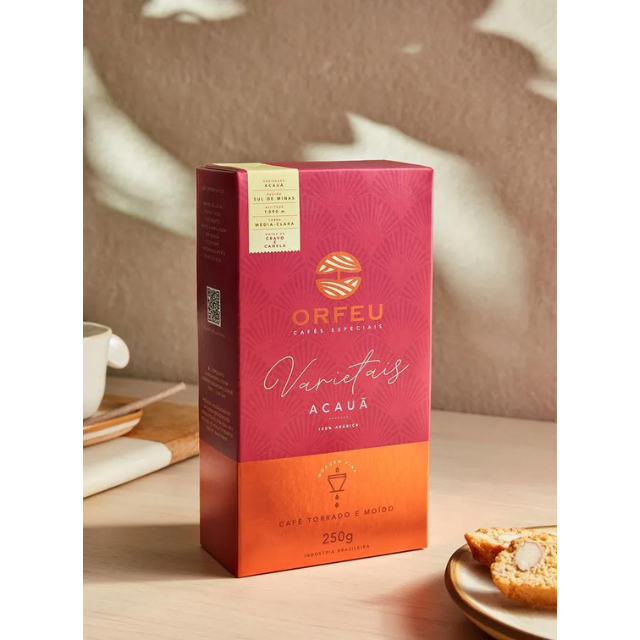 Orfeu Varietais Acauã Roasted and Ground Coffee, Medium-Light Roast, 250g (8.8 oz) - Notes of Clove and Cinnamon