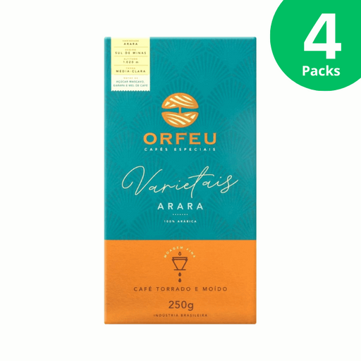 Orfeu Varietais Arara Ground Coffee, 100% Arabica, Sul de Minas, 250g (8.8oz) – Notes of Brown Sugar, Molasses, and Honey