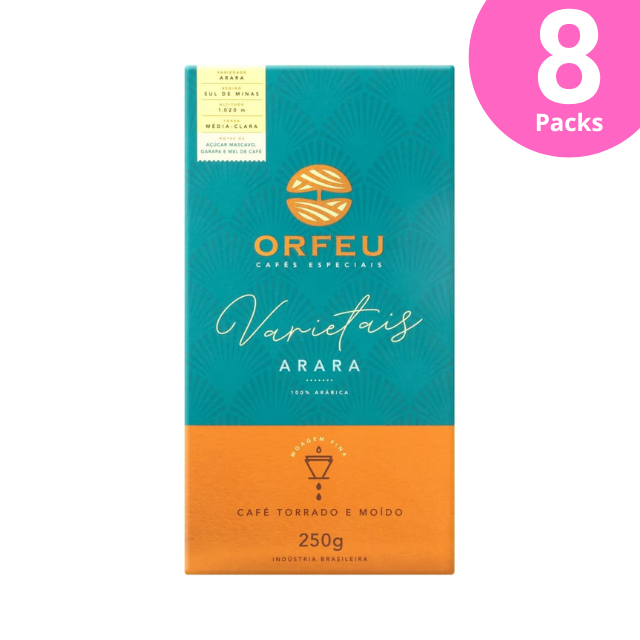 Orfeu Varietais Arara Ground Coffee, 100% Arabica, Sul de Minas, 250g (8.8oz) – Notes of Brown Sugar, Molasses, and Honey