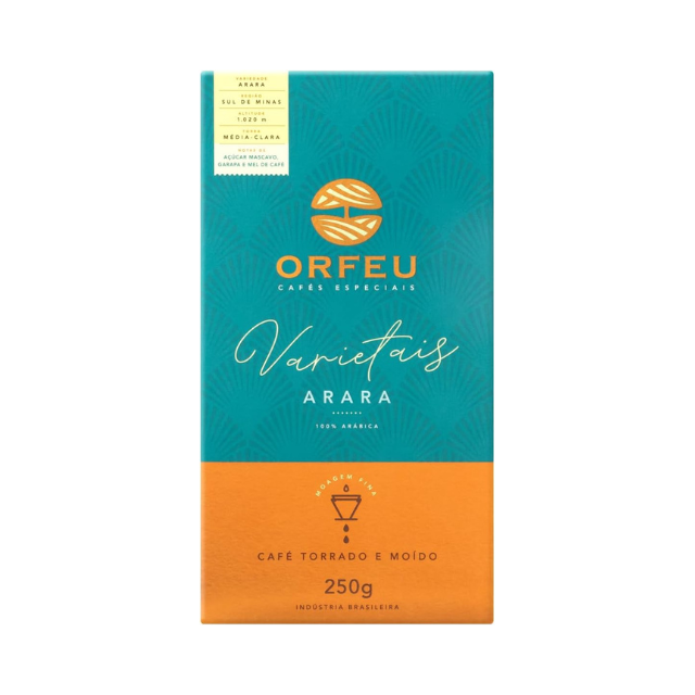 Orfeu Varietais Arara Ground Coffee, 100% Arabica, Sul de Minas, 250g (8.8oz) – Notes of Brown Sugar, Molasses, and Honey