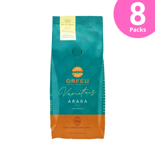  Orfeu Varietais Arara Whole Bean Coffee, Sul de Minas, 100% Arabica, Medium-Light Roast, 250g (8.8 oz)