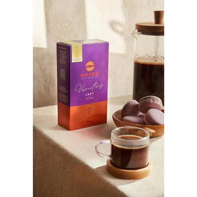 Orfeu Varietais Japy Roast and Ground Coffee - 100% Arabica, Sul de Minas, 250g (8.8 oz) - Notes of Dark Chocolate, Hazelnut, and Walnut