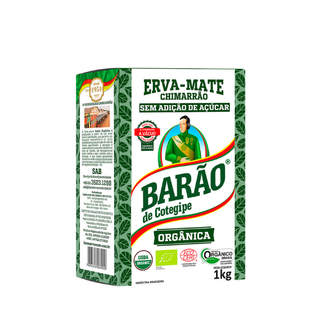 Yerba Mate Barão de Cotegipe Orgánica - Sellada al Vacío 1kg (35.3 oz)