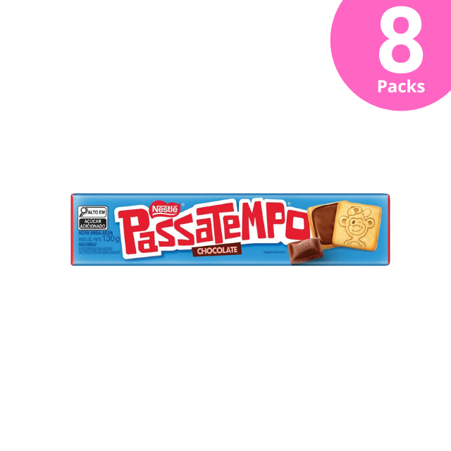 8 Packungen Nestlé Passatempo Kekse mit Schokoladenfüllung – 8 x 130 g (4,59 oz) – Köstlich knuspriger Schokoladengenuss