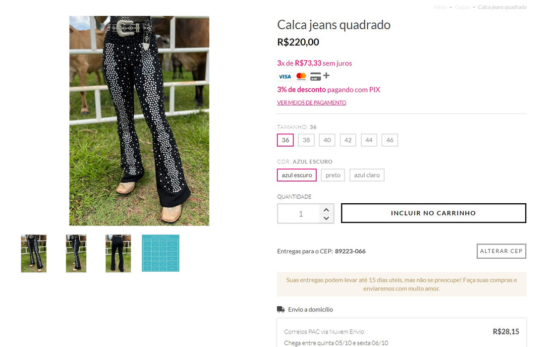 Personal Shopper | Buy from Brazil -Calça jeans quadrado - 1 ITEM - (DDP) MKPBR - Brazilian Brands Worldwide