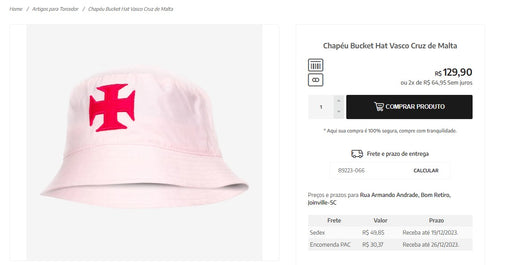 Personal Shopper | Buy from Brazil - Chapéu Bucket Hat Vasco Cruz de Malta -1 item (DDP) MKPBR - Brazilian Brands Worldwide