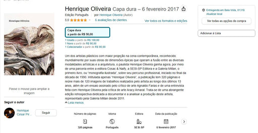 Personal Shopper | Buy from Brazil - Henrique Oliveira Capa dura – 6 fevereiro 2017 - book -1 item (DDP) MKPBR - Brazilian Brands Worldwide