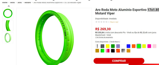 Personal Shopper | Buy from Brazil -Kit Aro Roda Moto Alumínio Esportivo - 2 items (DDP) MKPBR - Brazilian Brands Worldwide