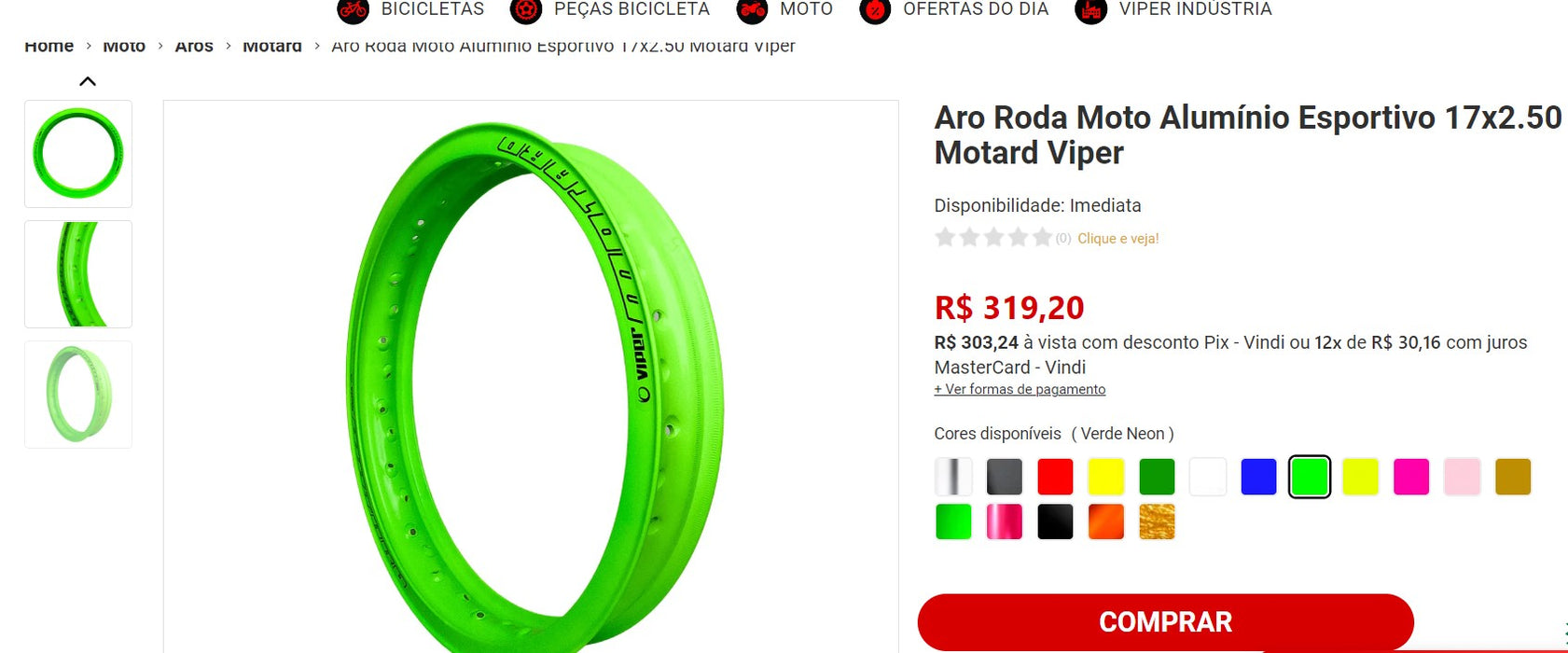 Personal Shopper | Buy from Brazil -Kit Aro Roda Moto Alumínio Esportivo - 2 items (DDP) MKPBR - Brazilian Brands Worldwide