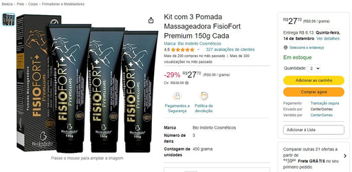 Personal Shopper | Buy from Brazil -Kit com 3 Pomada FisioFort Premium - 2 kits - (DDP) MKPBR - Brazilian Brands Worldwide