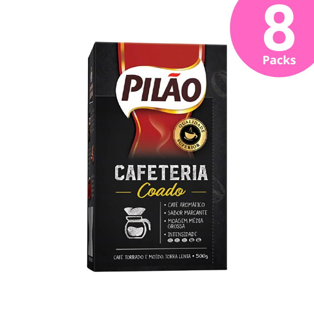 8 balení Pilão Cafeteria Coado mletá káva – 8 x 500 g (17,6 oz)