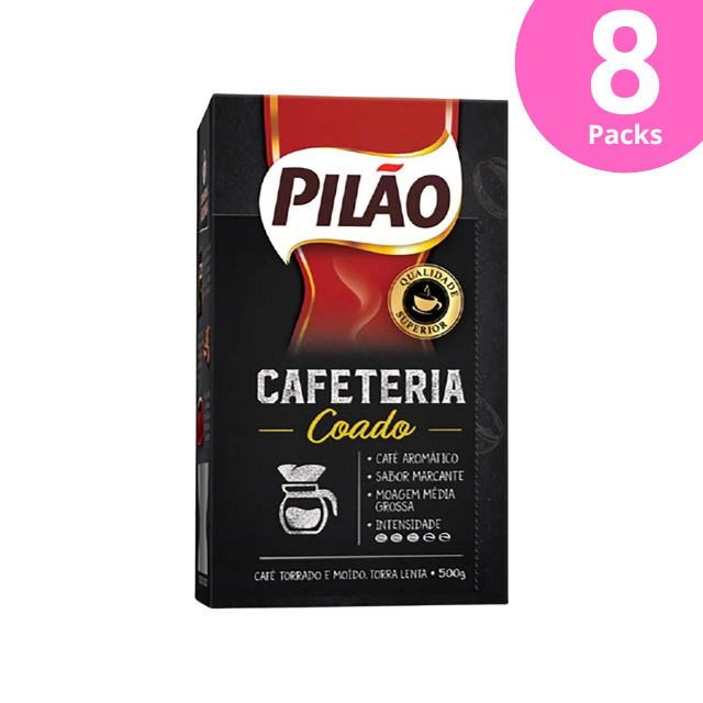 8 Paquetes de Café Molido Coado Pilão Cafetería - 8 x 500g (17.6 oz)