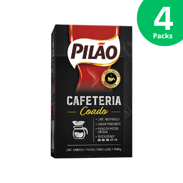 4 balení Pilão Cafeteria Coado mletá káva – 4 x 500 g (17,6 oz)