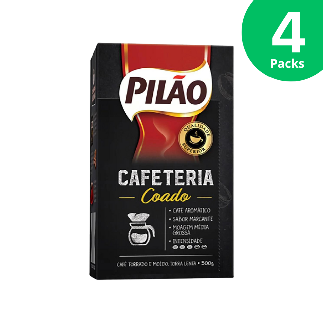 Paquet de 4 cafés moulus Pilão Cafeteria Coado - 4 x 500 g (17,6 oz)