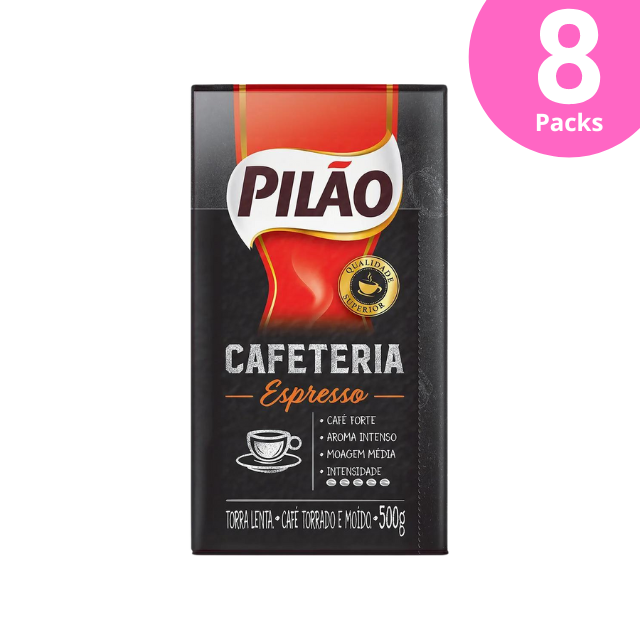 8 paquetes de café molido espresso Pilão Cafetería - 8 x 500 g (17,6 oz)