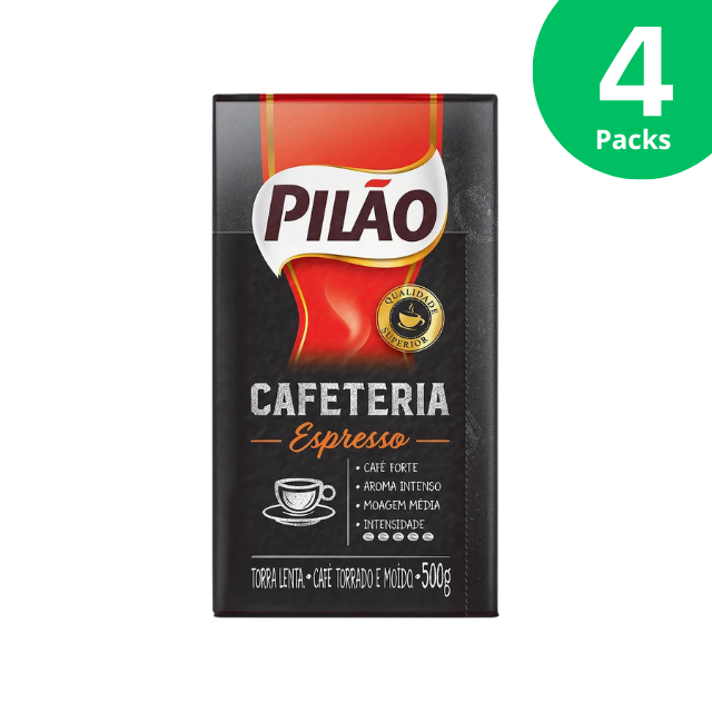 4 balení Pilão Cafeteria Espresso mletá káva – 4 x 500 g (17,6 oz)