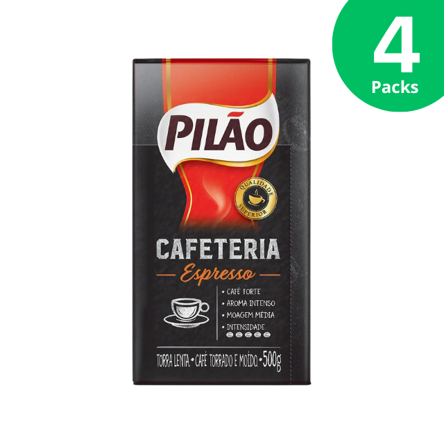 Confezione da 4 caffè macinato espresso Pilão Cafeteria - 4 x 500 g (17,6 once)