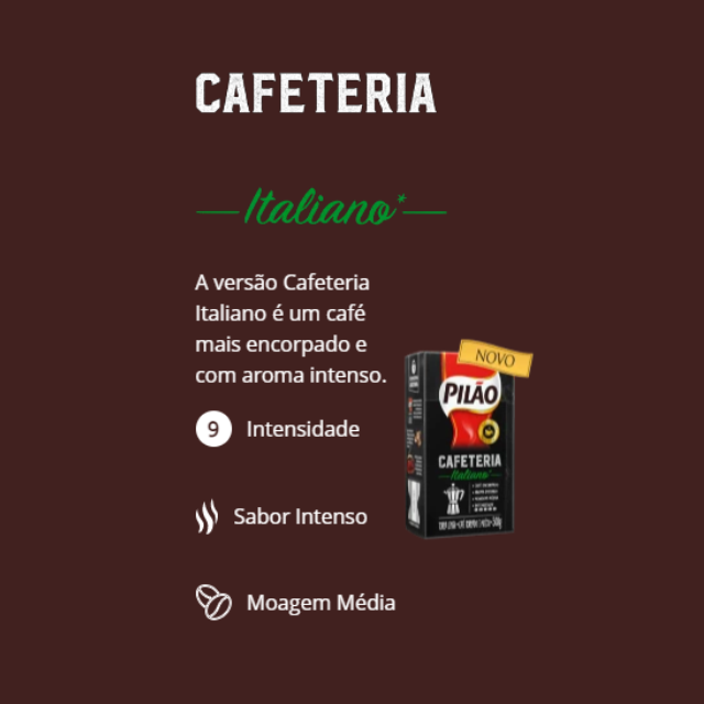 Paquete de 4 café molido Pilão Cafeteria Italiano - 4 x 500 g (17,6 oz)