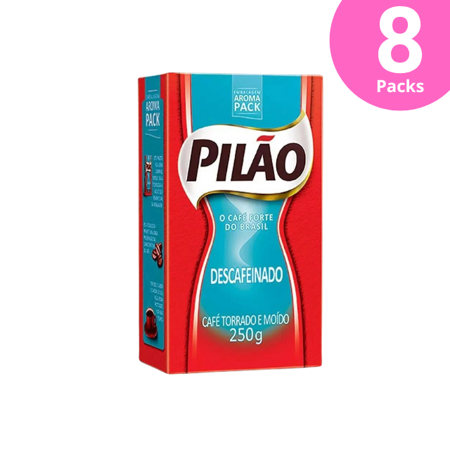 8 balení Mletá káva Pilão Decaf – 8 x 250 g (8,8 oz) vakuové balení