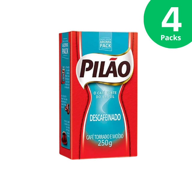 4 Pacotes de Café Pilão Descafeinado Moído - 4 x 250g (8.8 oz) Embalagem a Vácuo