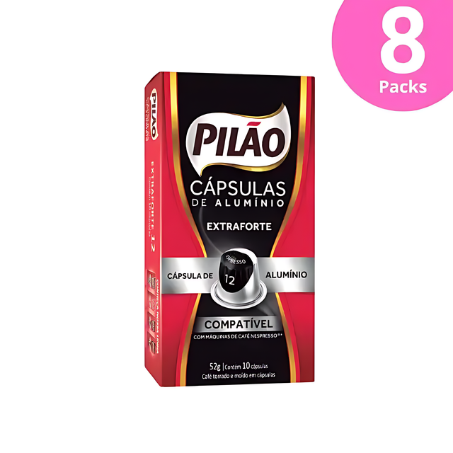 8er-Pack Pilão Extra Forte Kaffeekapseln - Aluminium - 8 x 52g/1.83oz 10 Kapseln - Nespresso® Kompatibel