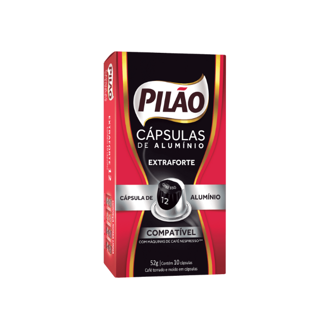 Kapsułki do kawy Pilão Extra Forte – Aluminium – 52 g/1,83 uncji 10 kapsułek – Kompatybilne z Nespresso®