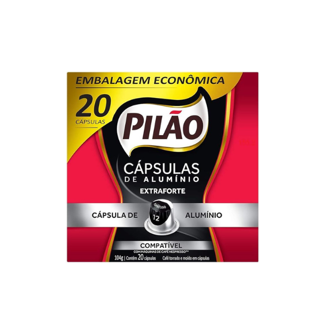 8 Packs Pilão Extra Strong Espresso Coffee Capsules - 8 x Box 104g (3.67oz) - 160 Capsules - Compatible with Nespresso