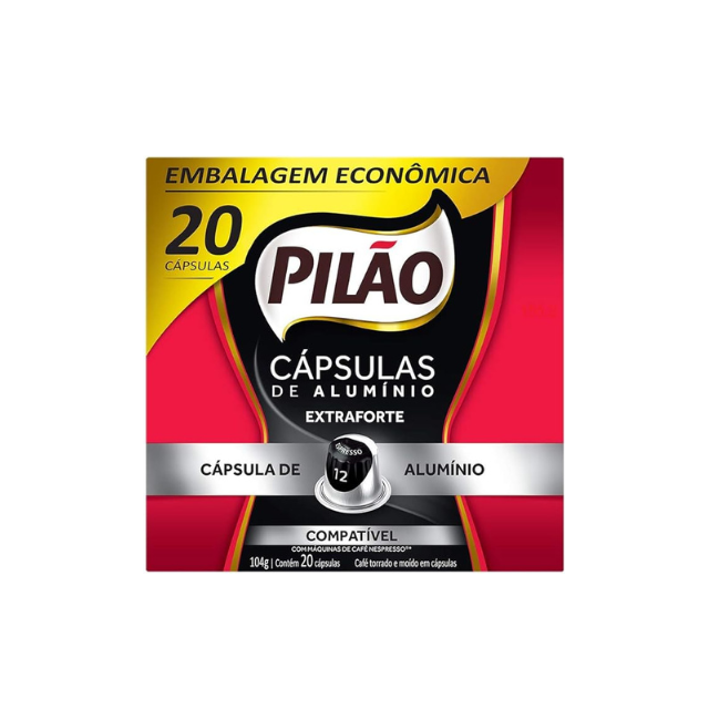 Cápsulas de Café Espresso Extra Forte Pilão - Caixa 104g (3.67oz) 20 Cápsulas - Compatível com Nespresso