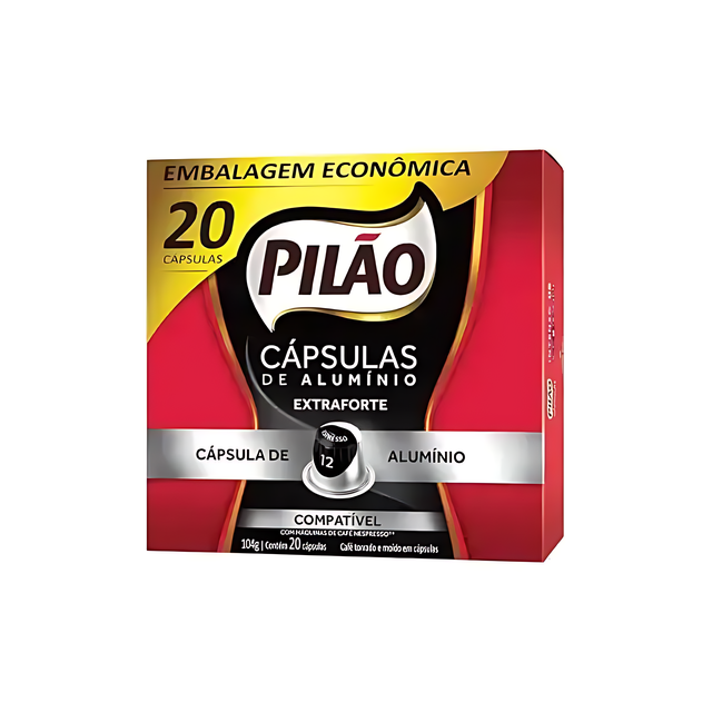 Pilão Extra Strong Espresso Coffee Capsules - Box 104g (3.67oz) 20 Capsules - Compatible with Nespresso