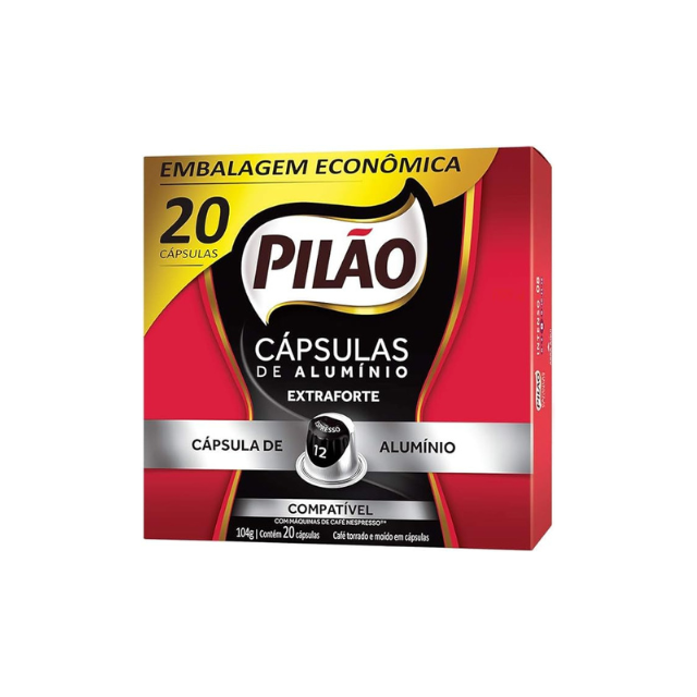 Cápsulas de Café Pilão Extra Fuerte - Caja de 20 unidades - 104 gramos - Compatible Nexpresso