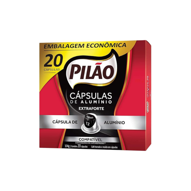 Pacote com 8 Cápsulas de Café Espresso Extra Forte Pilão - 8 x Caixa 104g (3.67oz) - 160 Cápsulas - Compatível com Nespresso