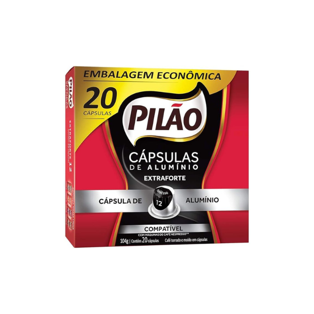 Cápsulas de Café Espresso Extra Forte Pilão - Caixa 104g (3.67oz) 20 Cápsulas - Compatível com Nespresso