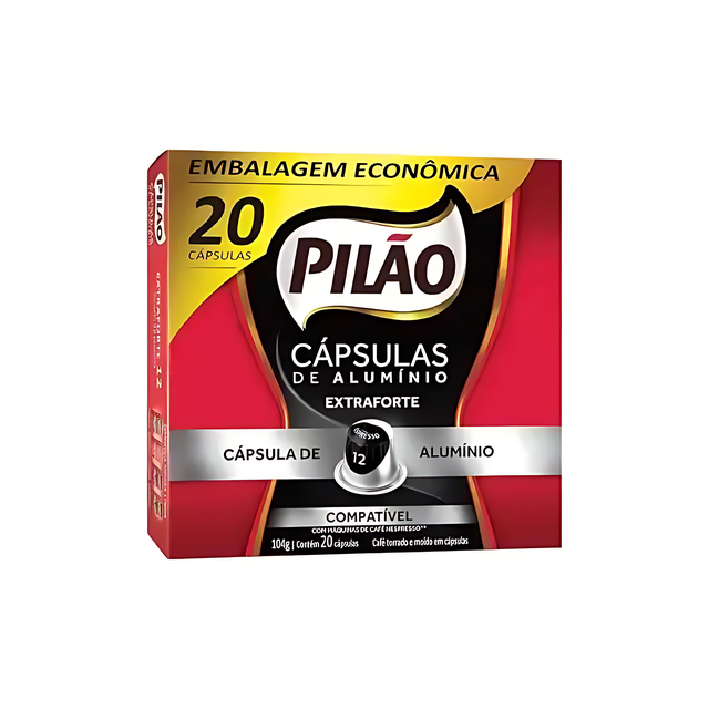 Pack de 8 capsules de café espresso Pilão extra fort - 8 x boîte 104g (3.67oz) - 160 capsules - Compatible avec Nespresso