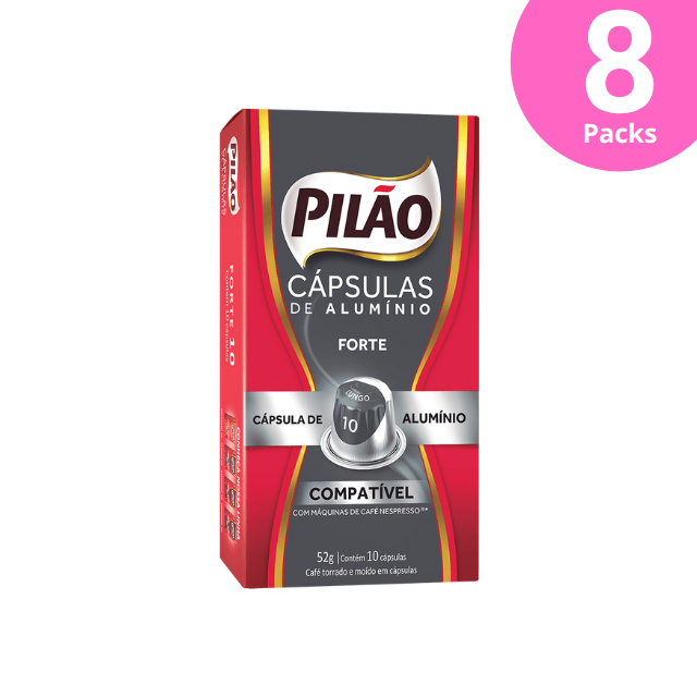 8er-Pack Pilão Forte Kaffeekapseln – Aluminium – 8 x 52 g/1,83 oz 10 Kapseln – Nespresso®-kompatibel