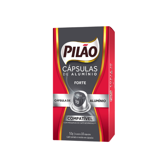 Pacote com 4 Cápsulas de Café Pilão Forte - Alumínio - 4 x 52g/1.83oz 10 cápsulas - Compatível com Nespresso®