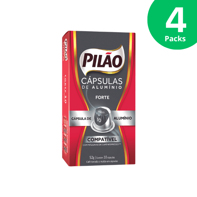 Confezione da 4 capsule di caffè Pilão Forte - Alluminio - 4 x 52g/1.83oz 10 capsule - Compatibili Nespresso®