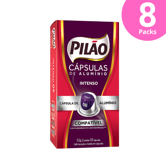 Paquete de 8 cápsulas de café Pilão Intense - Aluminio - 8 x 52 g/1,83 oz 10 cápsulas - Compatible con Nespresso®