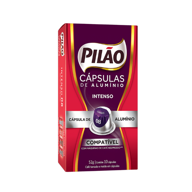 8-Pack Pilão Intense Coffee Capsules - Aluminum - 8 x 52g/1.83oz 10 caps - Nespresso® Compatible