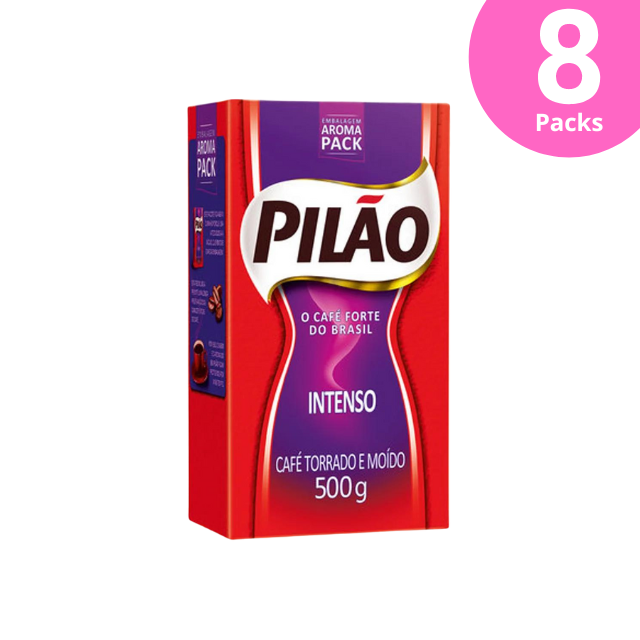 8-Pack Pilão Intense Ground Coffee, Vacuum Packed - 8 x 500g (17.6 oz)