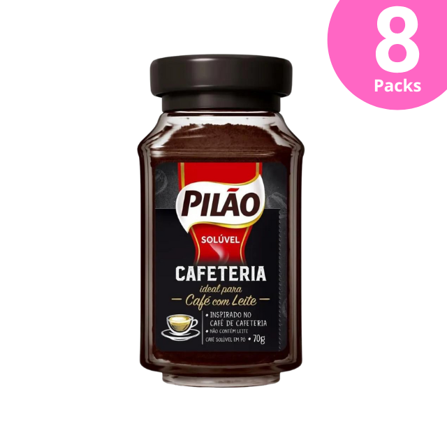 Frasco de vidro para café instantâneo solúvel Pilão com 8 unidades - 8 x 70g (2,47 oz)