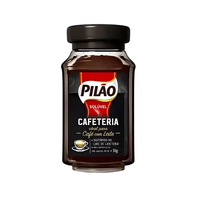 Paquete de 8 Pilão Café Instantáneo Soluble Cafetería Frasco de Vidrio - 8 x 70g (2.47 oz)
