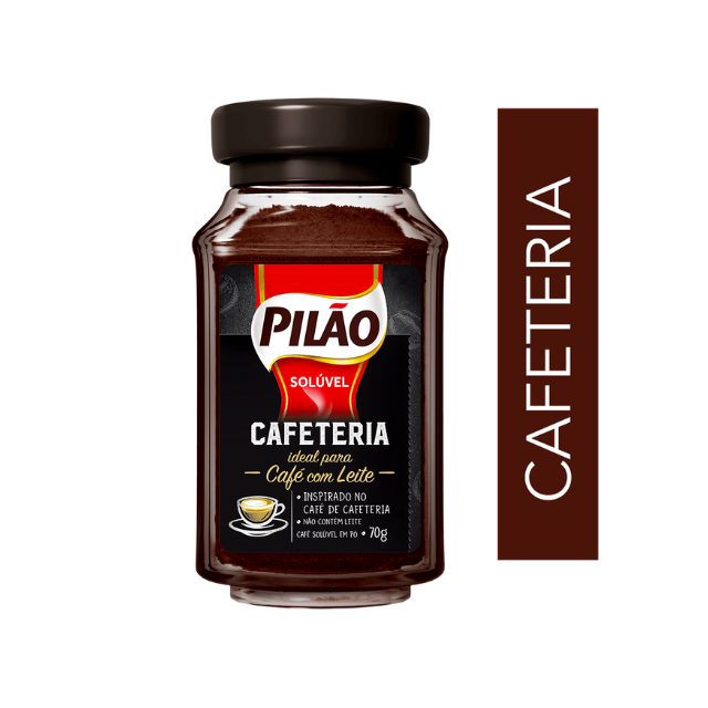 4-Pack Pilão Soluble Instant Coffee Cafeteria Glass Jar - 4 x 70g (2.47 oz)