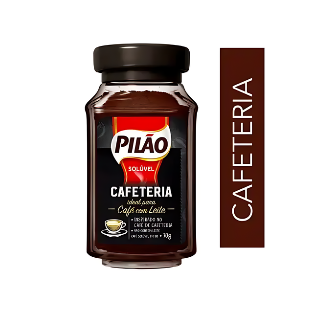 Paquete de 8 Pilão Café Instantáneo Soluble Cafetería Frasco de Vidrio - 8 x 70g (2.47 oz)