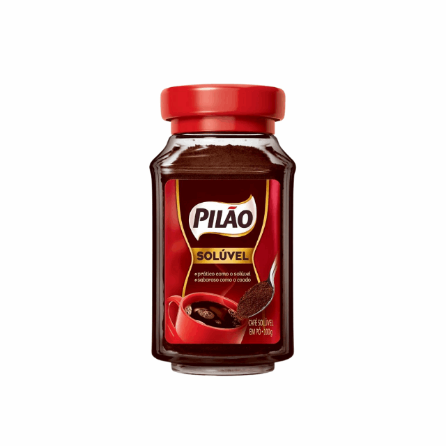 4-Pack Pilão Soluble Instant Coffee Glass Jar - 4 x 100g (3.53 oz) - Strong and Flavorful