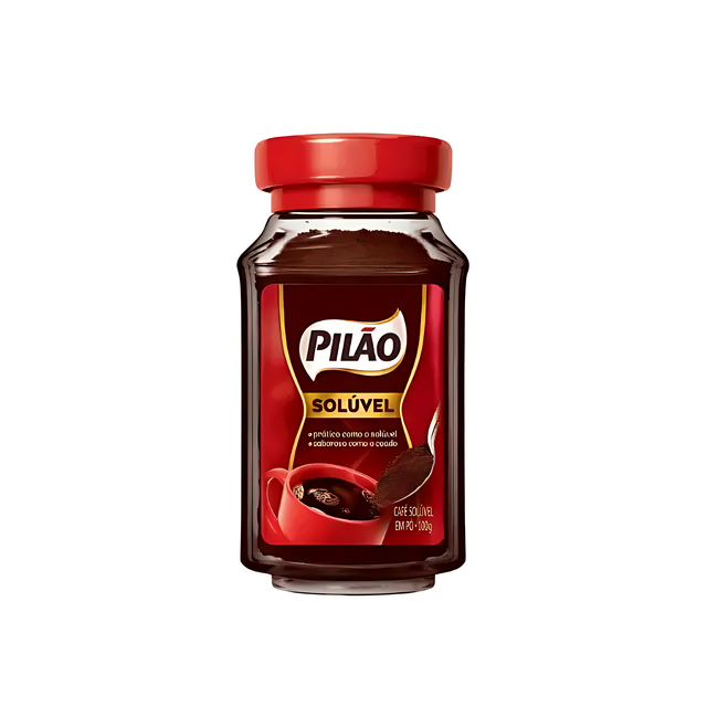 4-Pack Pilão Soluble Instant Coffee Glass Jar - 4 x 100g (3.53 oz) - Strong and Flavorful