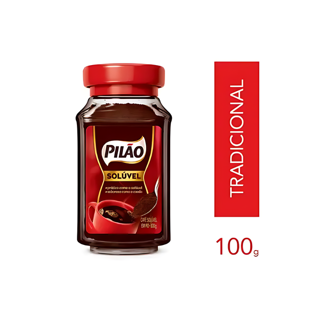 4-Pack Pilão Soluble Instant Coffee Glass Jar - 4 x 100g (3.53 oz) - Strong and Flavorful