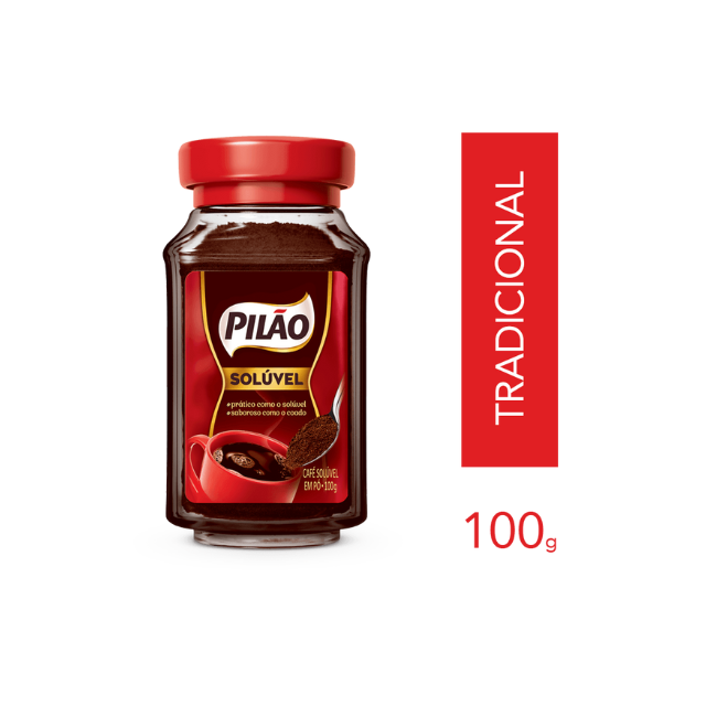 8 Packs Pilão Soluble Instant Coffee Glass Jar - 8 x 100g (3.53 oz) - Strong and Flavorful